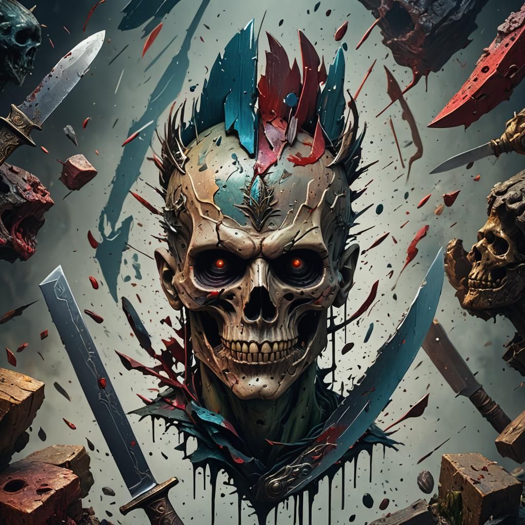 Head with Knife: Detailed Matte Painting