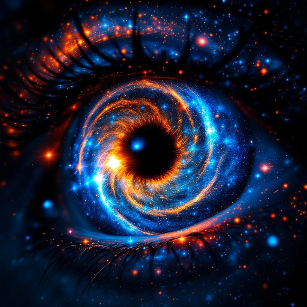 Cosmic Eye: Galaxy Iris and Black Hole Pupil