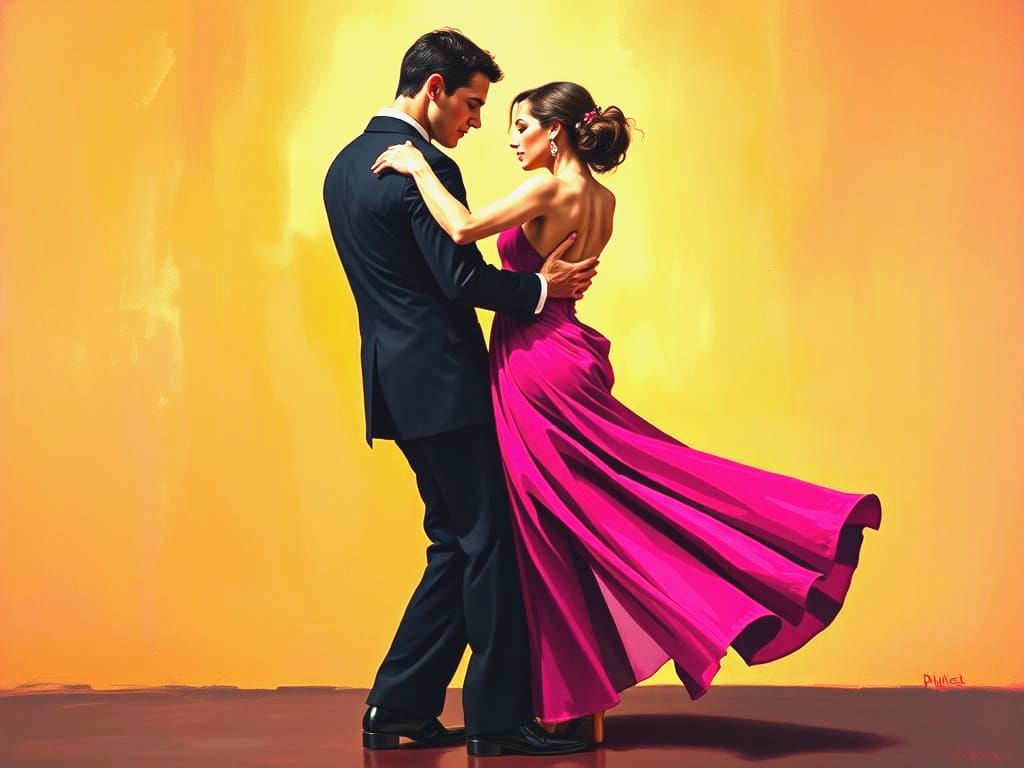 Passionate Tango Dancers in Oil Painting