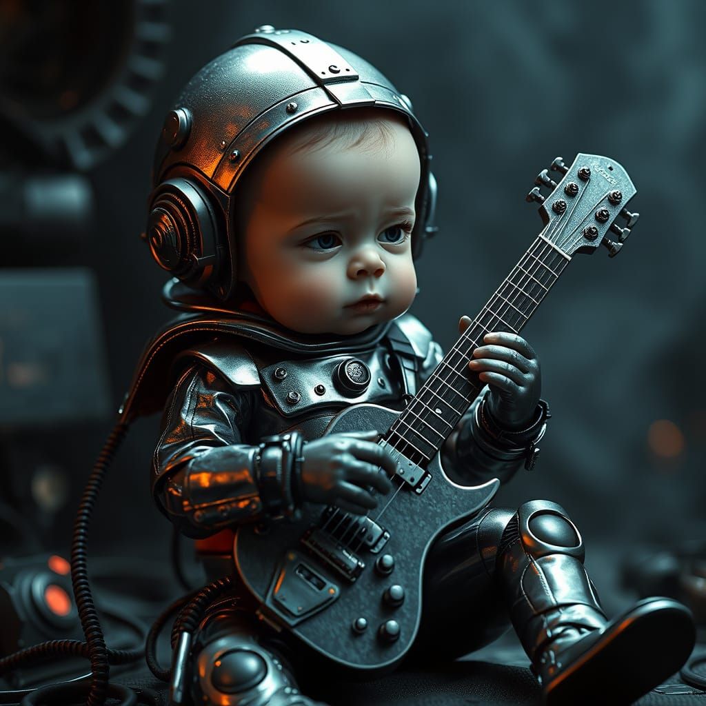 Cyberpunk Metal Baby Plays Guitar