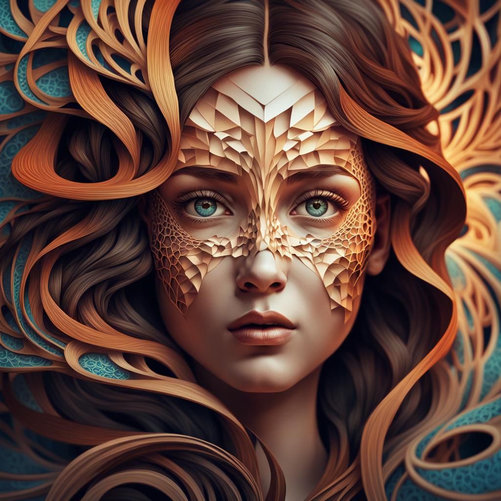 Surreal Geometric Portrait in Digital Art Style