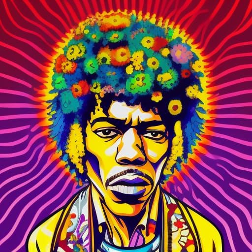 Psychedelic Spiral Featuring Jimi Hendrix in Wes Wilson Styl...