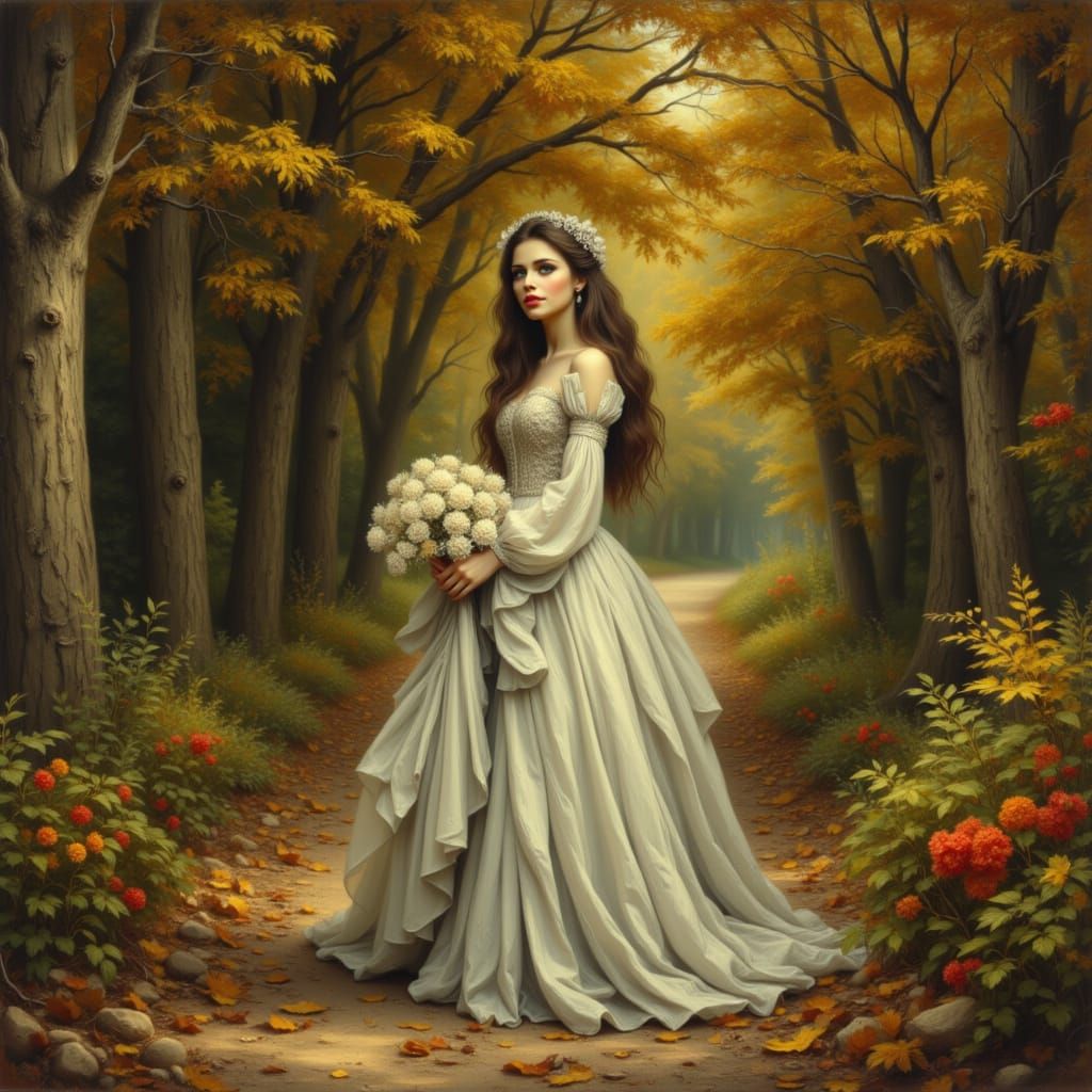 Anne de Breuil in Berry Woods, Gouache Style