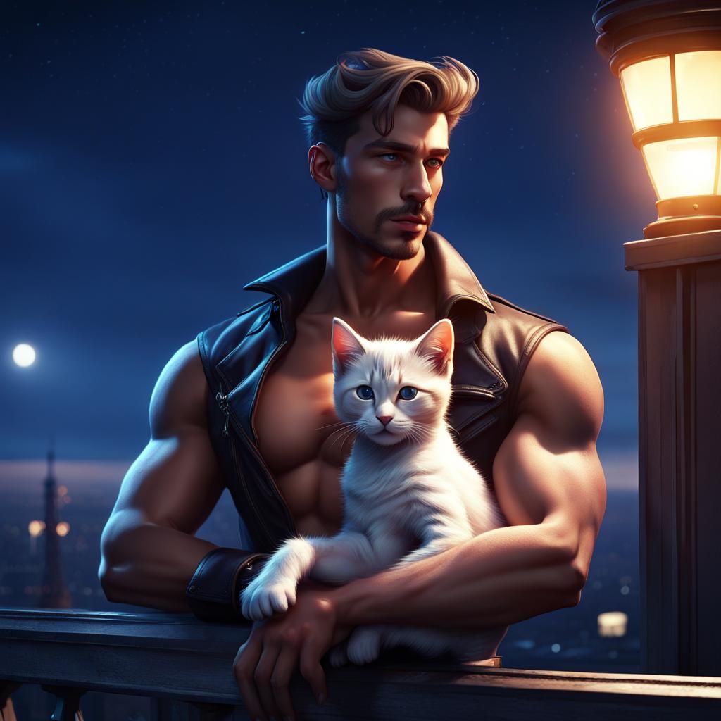 Parisian Hunk with Kitten: Tom of Finland Style