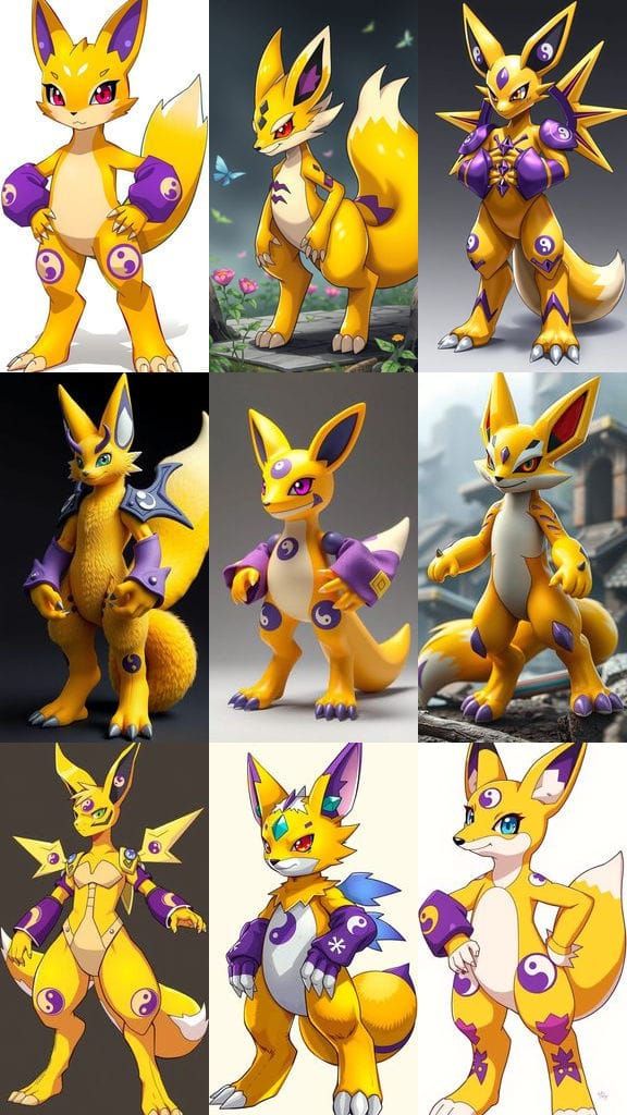 Renamon: A Bipedal Fox-Like Digimon in Digital Art