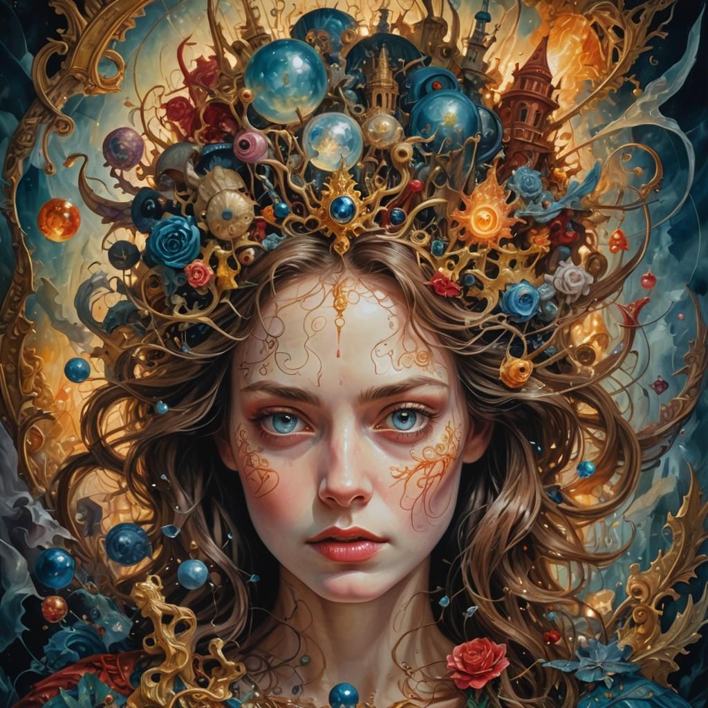 Romantic Fairytale Portrait in Double Exposure Style