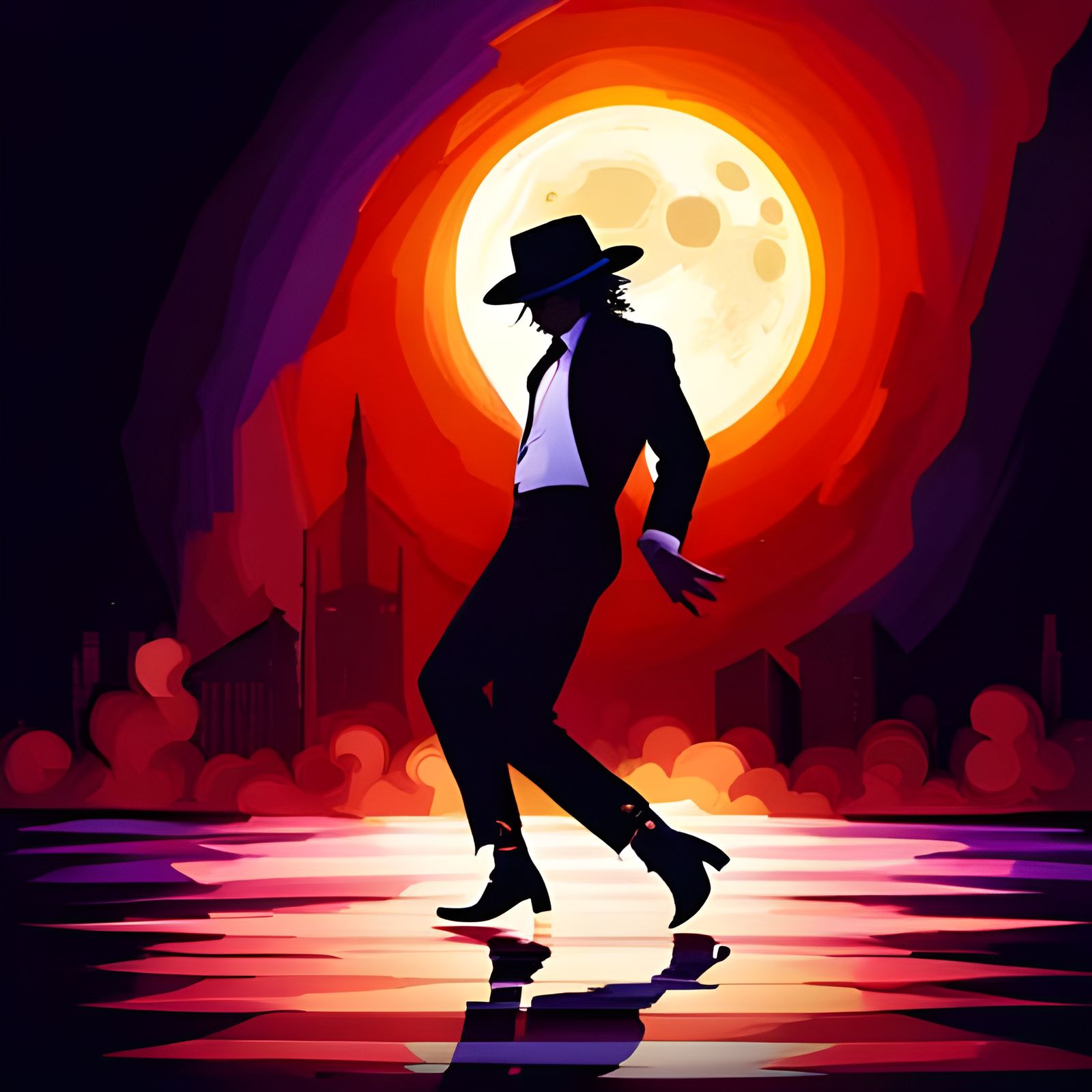 Michael Jackson Moonwalk Shadow Art, Hyperdetailed Rendering