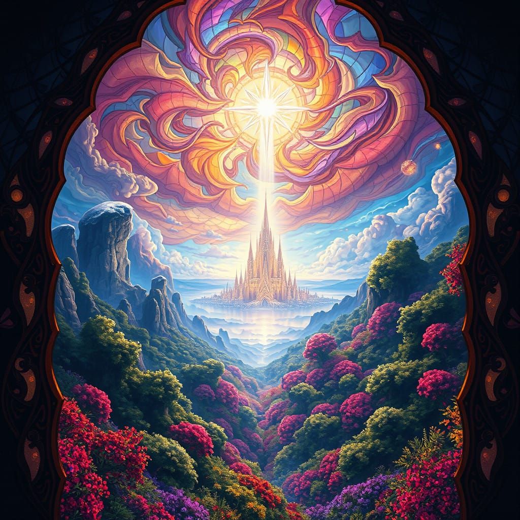 Divine Presence Unfolds in Ethereal Landscape