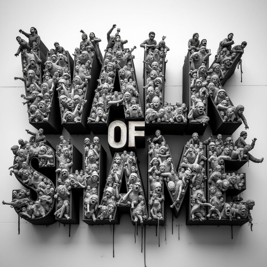 Graffiti-Wrapped Walk of Shame with Shouting Figures