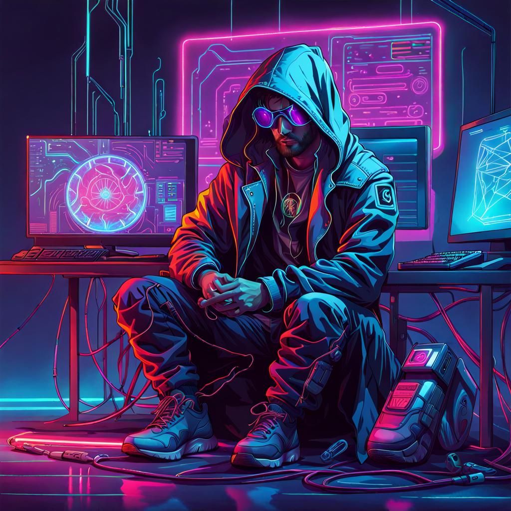 Cyberpunk Electromancer in Neon Future