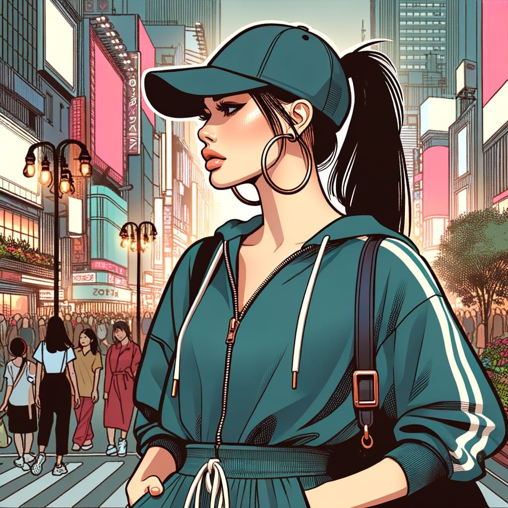 Urban Woman in Stylish Streetwear