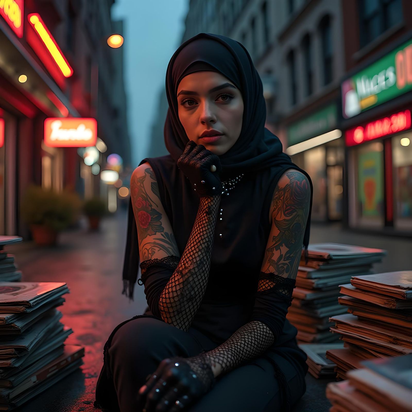 Edgy Muslim Woman in Punk Subculture, Hyperrealistic