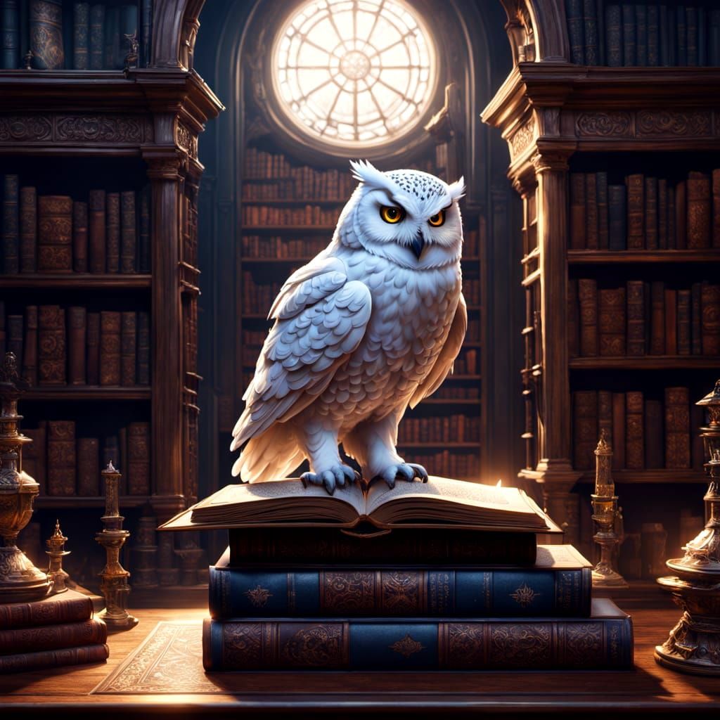 Regal Library of Ancient Tomes and Magical Artifacts in Soft...