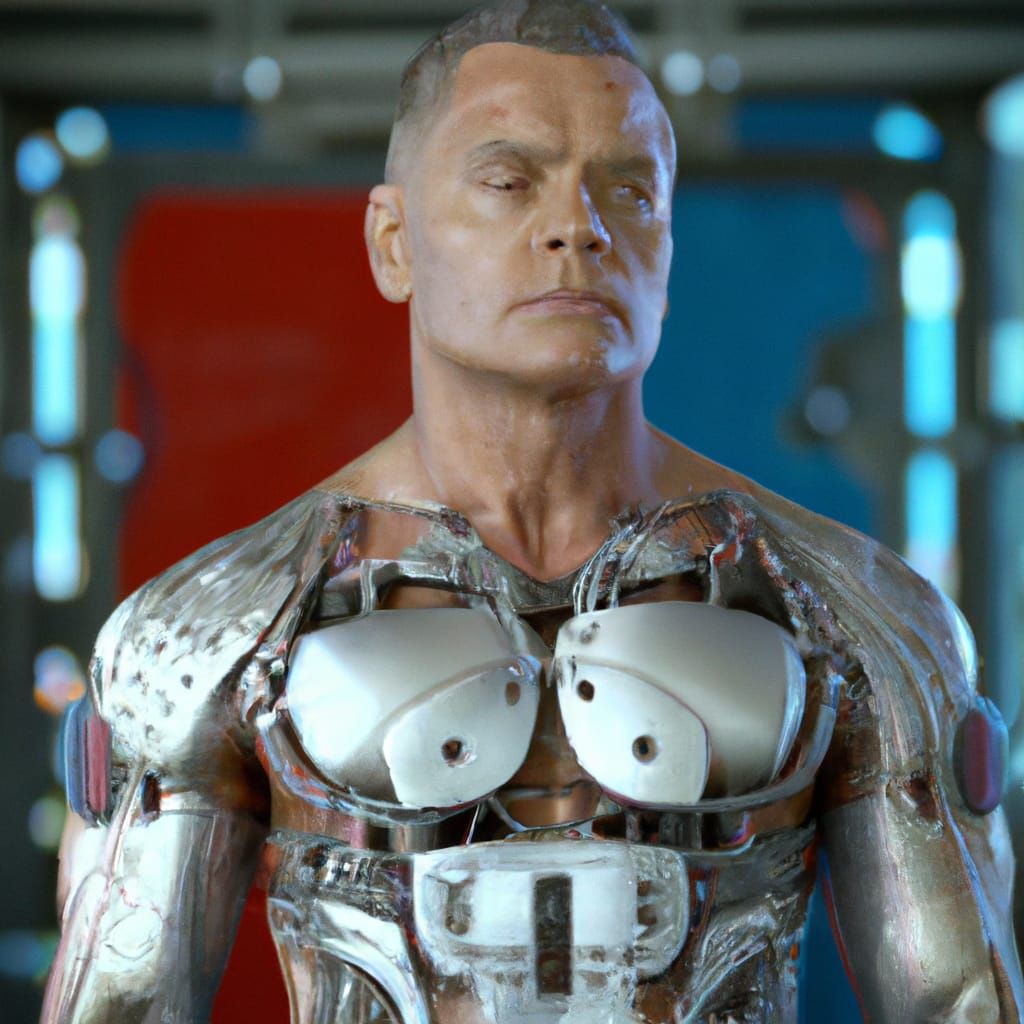 Cyborg Bodybuilder with Open Robotics Panel