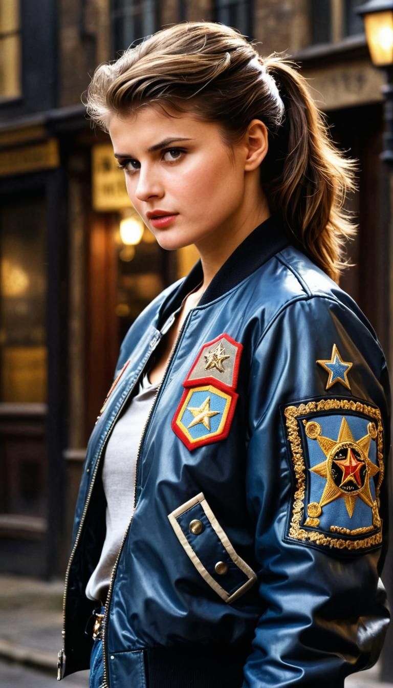 Young Woman in Bomber Jacket, 8k Movie Still