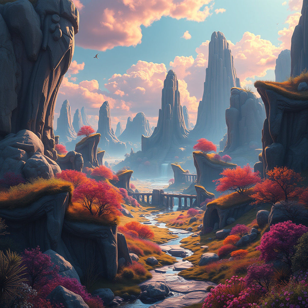 Surreal Fantasy Realm in Photorealistic Digital Art