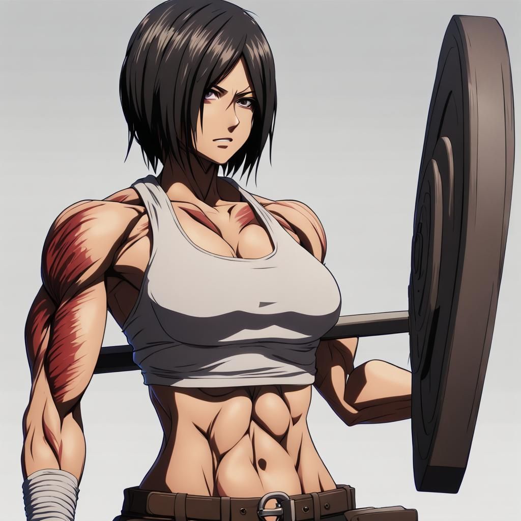 Muscular Mikasa Ackerman: Realistic Anime Character Art