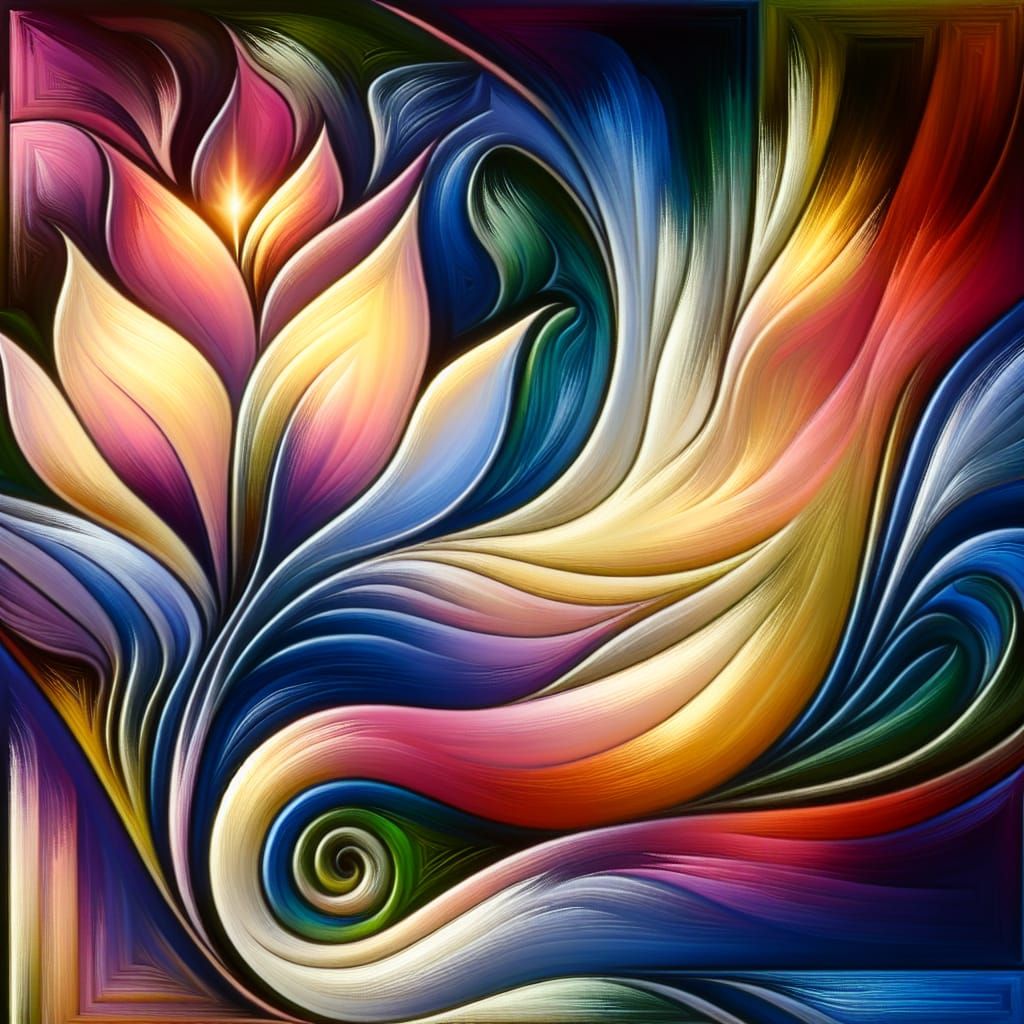 Radiant Abstract Flower in American Modernism Style