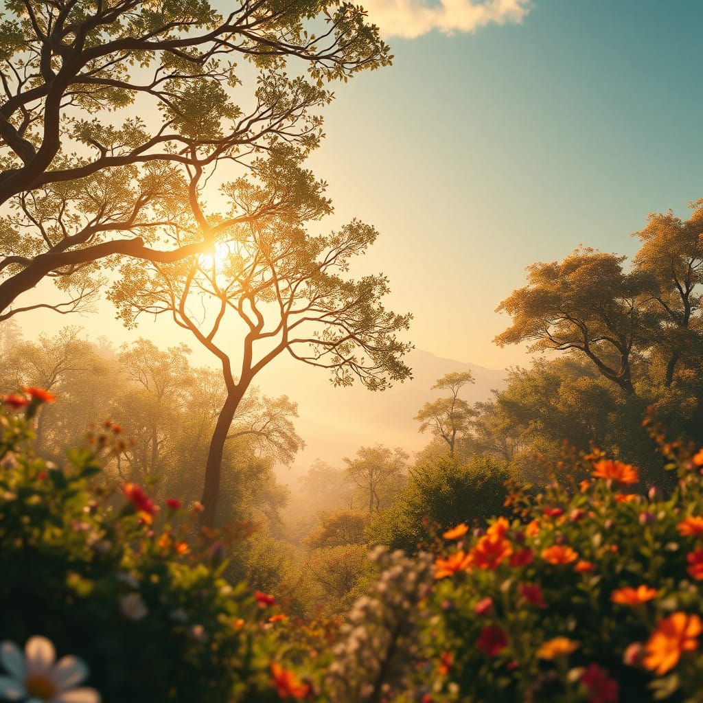 Serene Summer Landscape in Vivid Colors