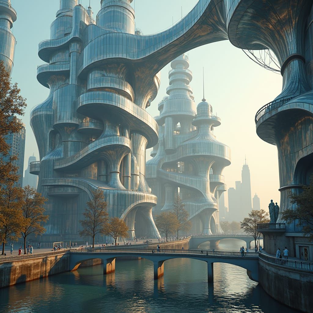 Surreal Metropolis in Paris with Liquid Glass Architecture