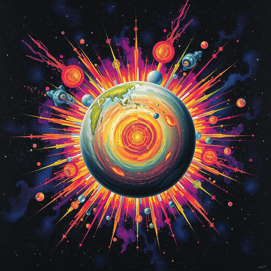 Ringed Planet Pop Art Explosion Masterpiece