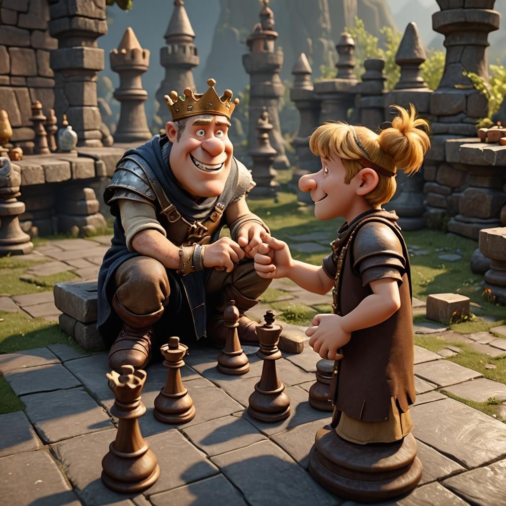 Fred Flystone and Barney Rubble Play Chess