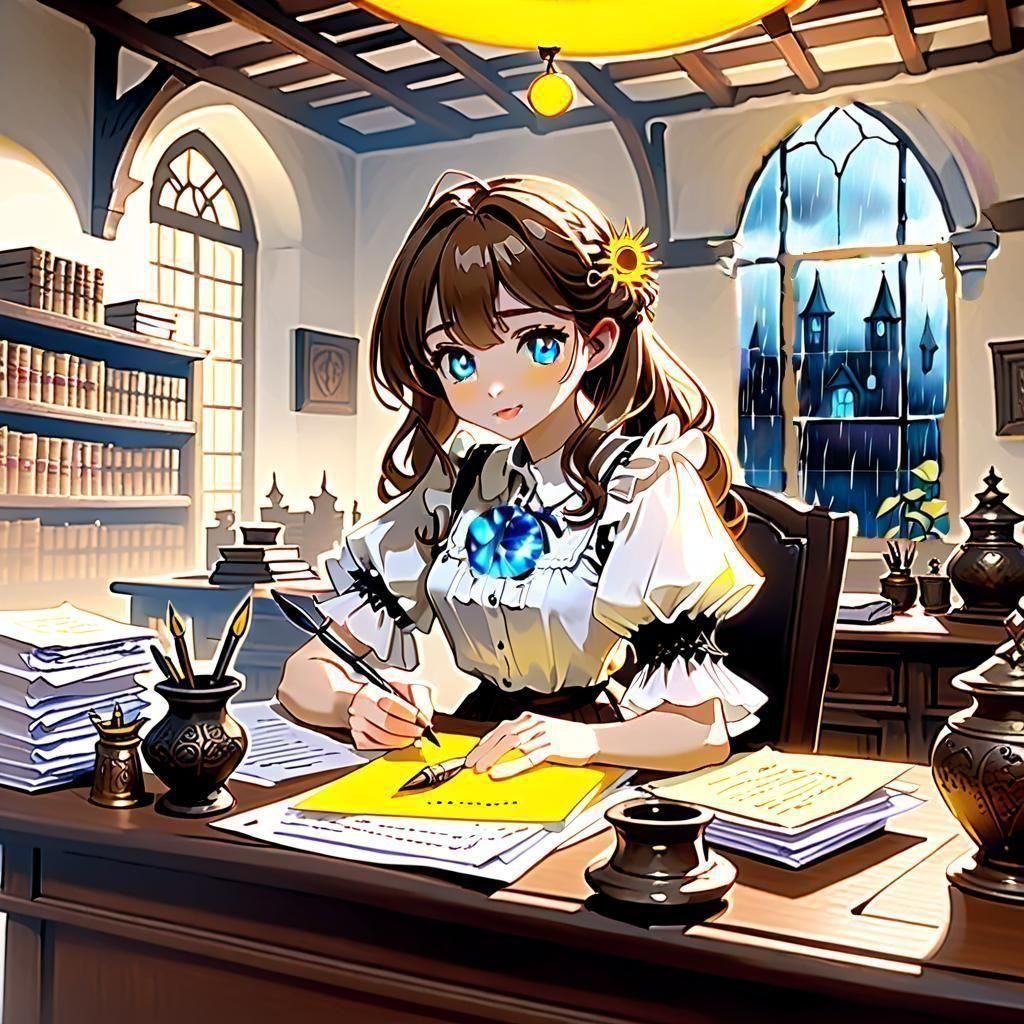 Anime-Style Secretary in Medieval Fantasy Setting