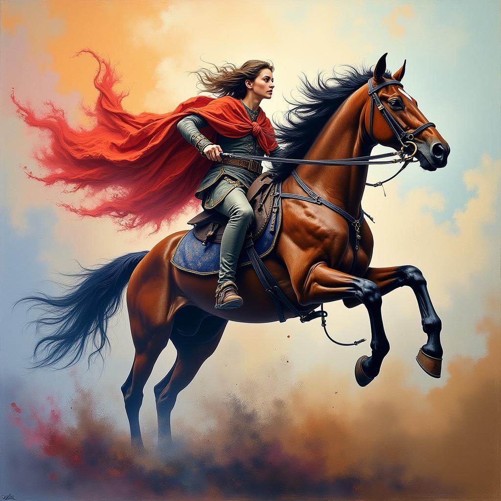 Lancelot and Guinevere Flee in Impressionist Gouache Style