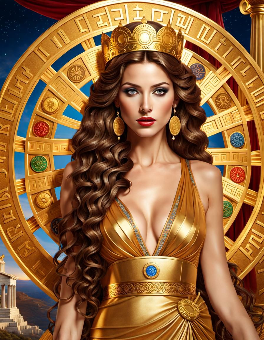 Tyche, the Greek Goddess of Luck, with her Wheel of Fortune