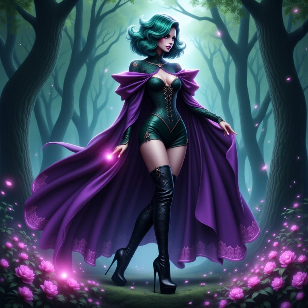 Ethereal Twilight Enchantress in Rich Fantasy Attire