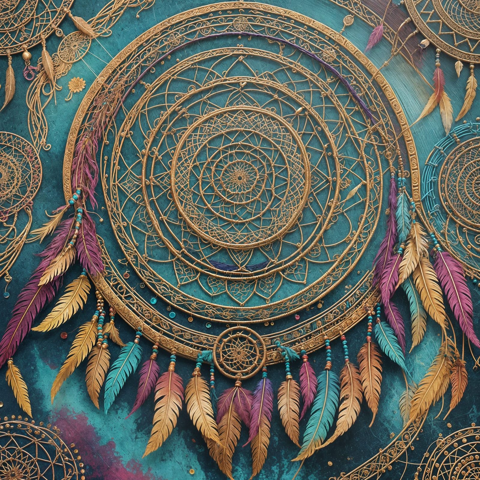Bohemian Mandala Dreamcatcher in Graffiti Art Style