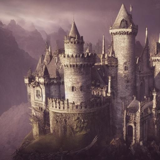 Mysterious Gothic Castle in Detailed Matte Painting