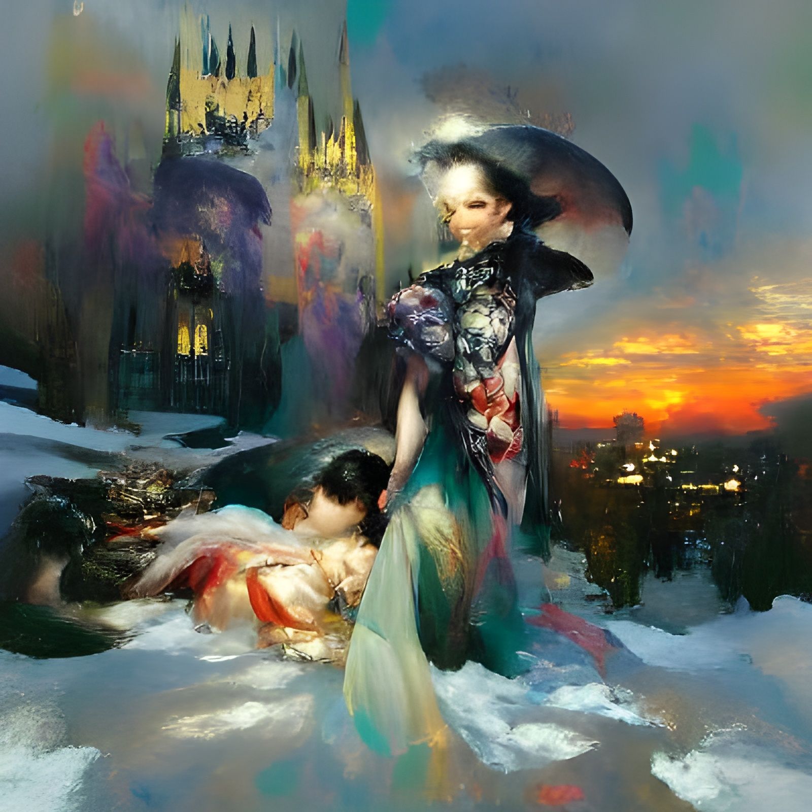 Ethereal Gothic Landscape in Expressionist Style