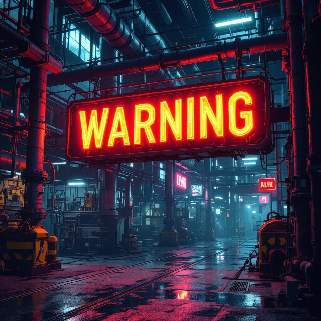 Industrial Warning Signs in Detailed Matte Painting