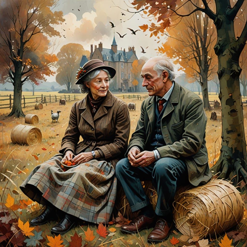 Ornate Picnic Scene in Autumnal Colors