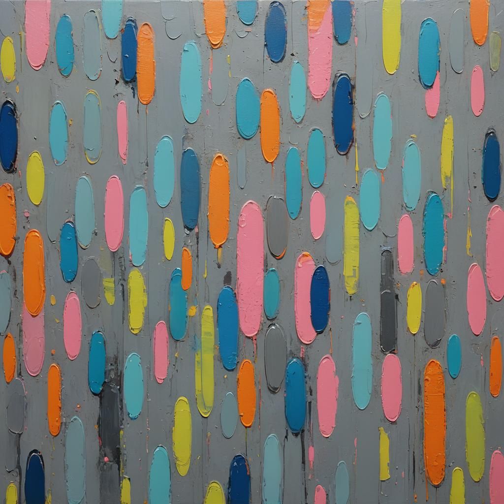 Abstract Ovals in Misty Neon Color Field