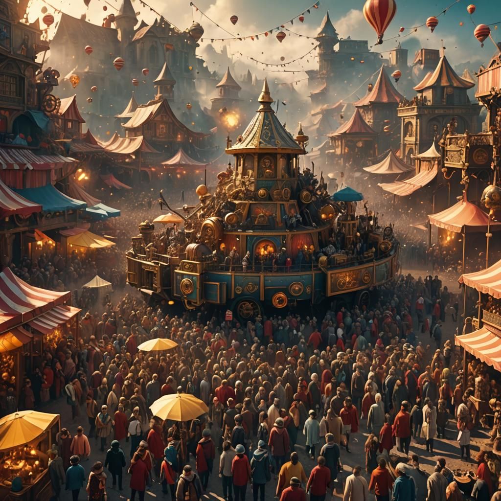 Waldo at a Fantastical Festival in Matte Painting Style