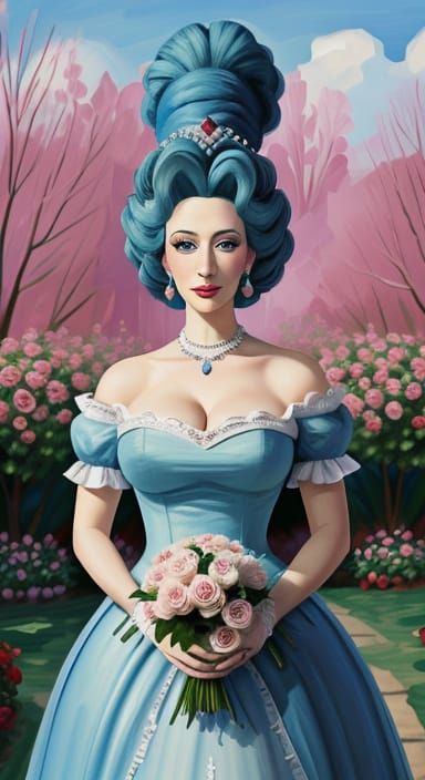Marge Simpson as a Southern Belle in a Rose Garden