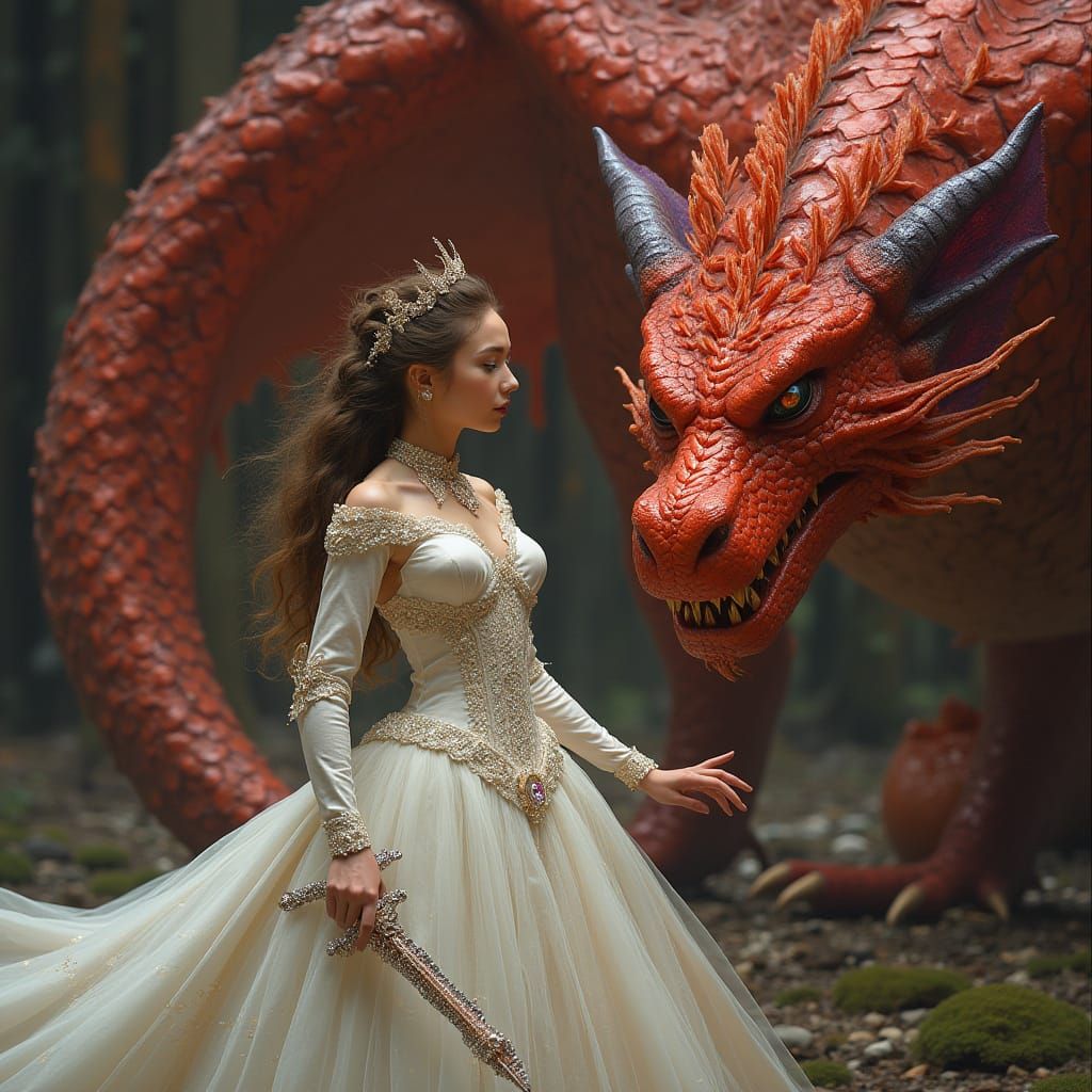 Regal Princess Confronts Scarlet Dragon in Eerie, Fantastica...