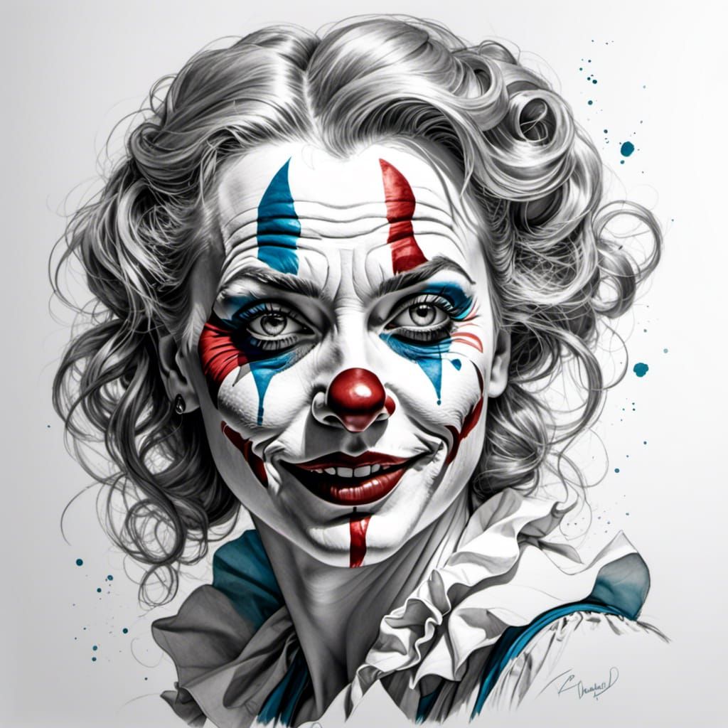 Pencil sketch of A beautiful Clown