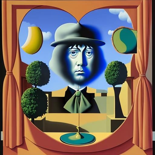 Surrealist Dreamscape in Magritte Style