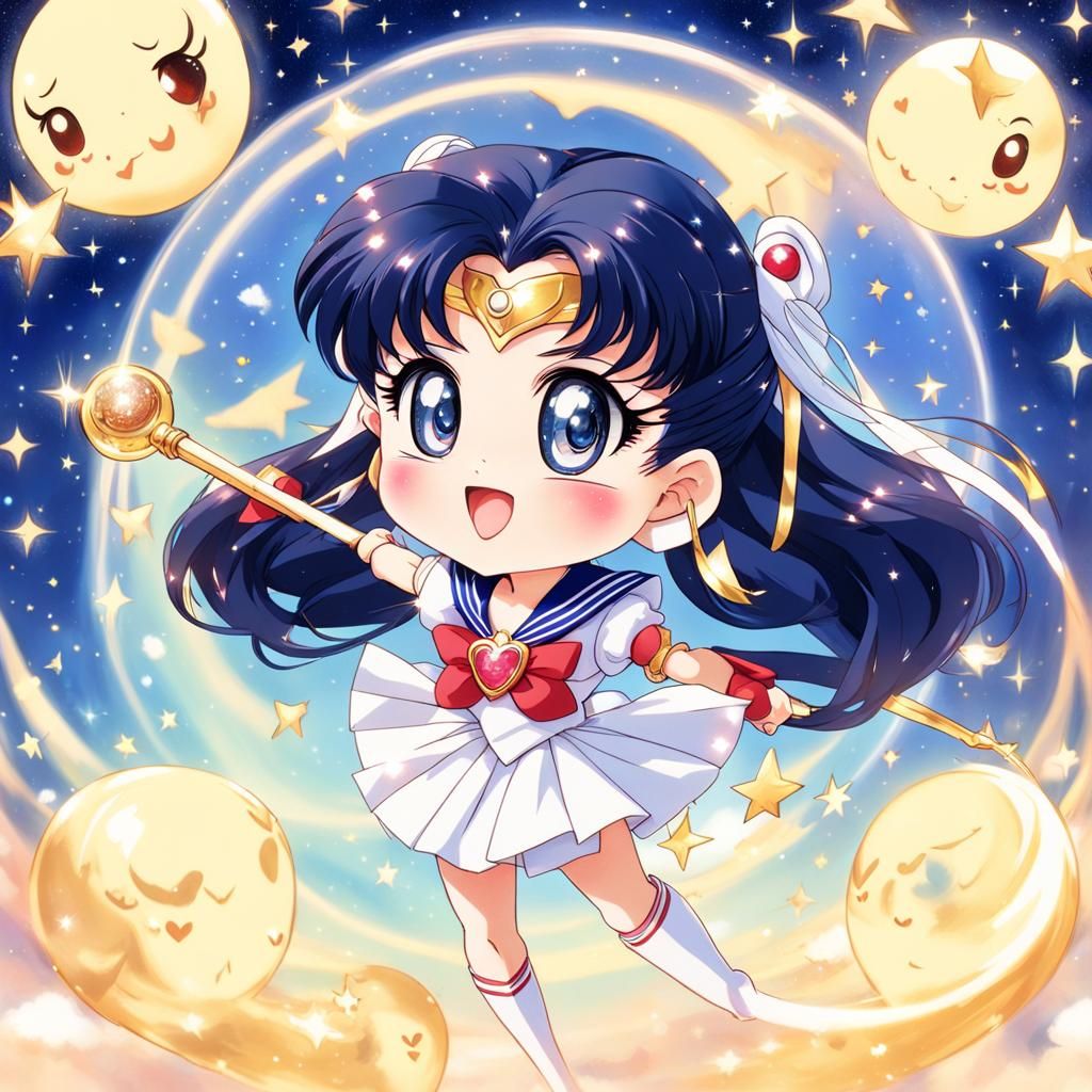 Art by Naoko Takeuchi, chibi Sailor Moon, Usagi Tsukino, ove...
