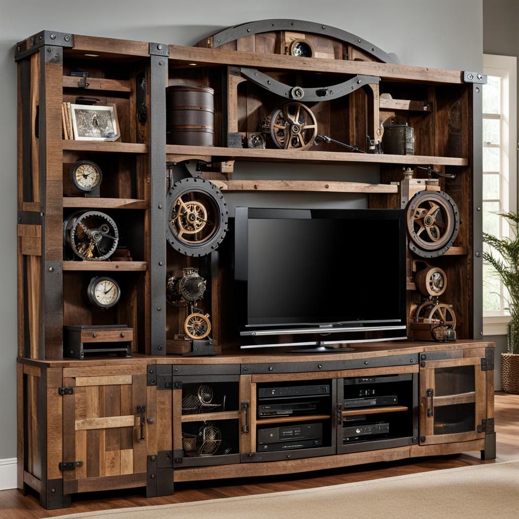 Steampunk Barnwood Entertainment Center