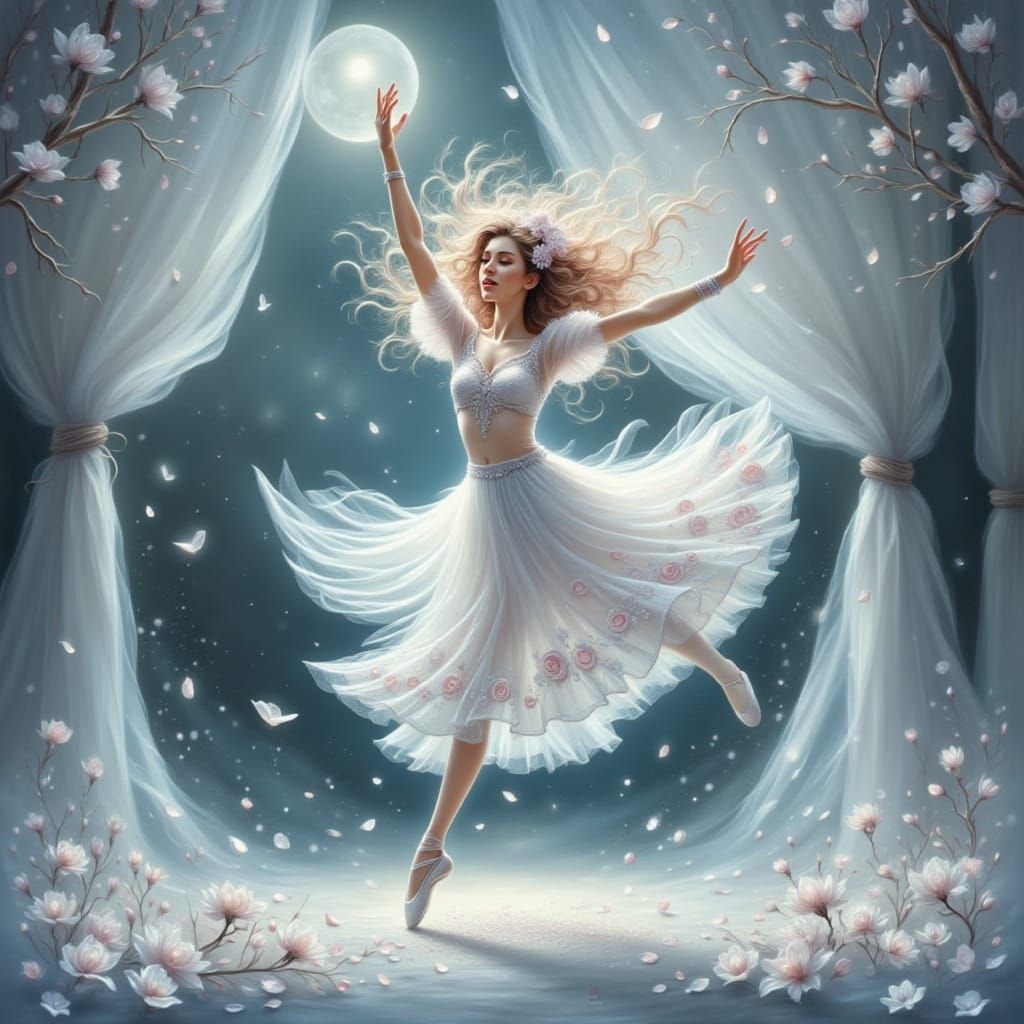 Ethereal Ballet Dancer in Dreamy Anime Style