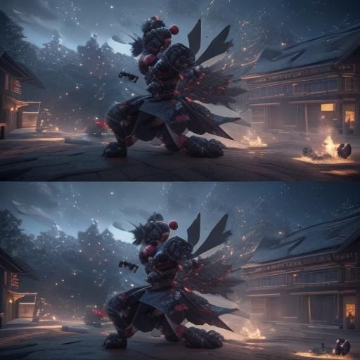 Samurai Versus Pokémon in Christmas Town