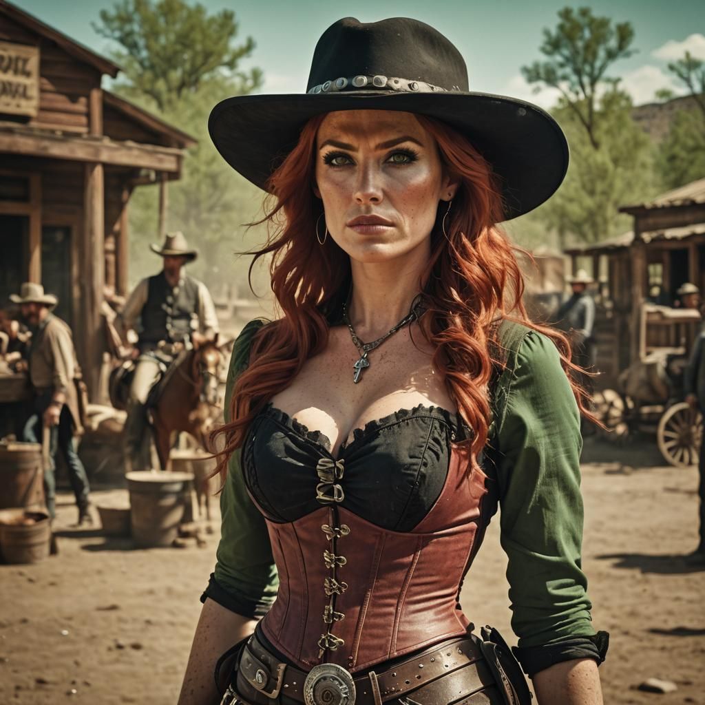 Wild West Woman in Cinematic Film Still