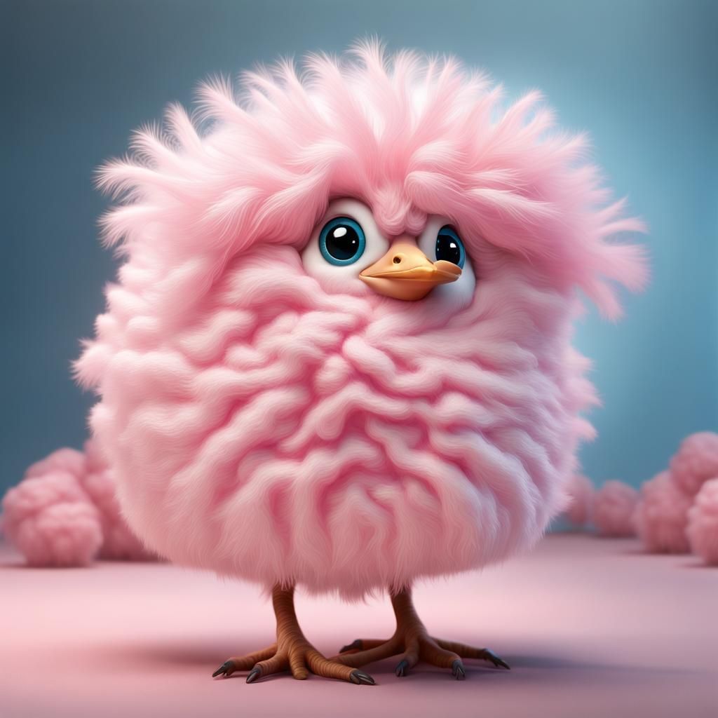 Cotton Candy Ostrich: 3D Photorealistic CGI Render