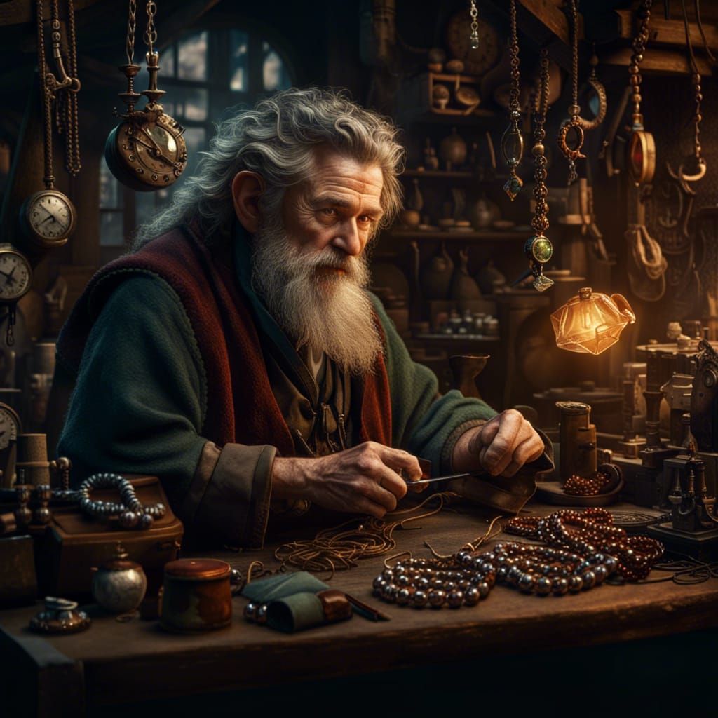 Hobbit Jeweler at Work: Fantasy Concept Art