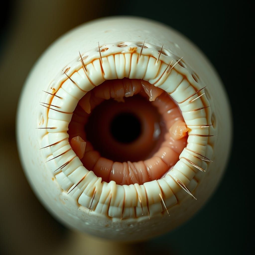 Grotesque Egg Creature in a Macro, Eerie Aesthetic