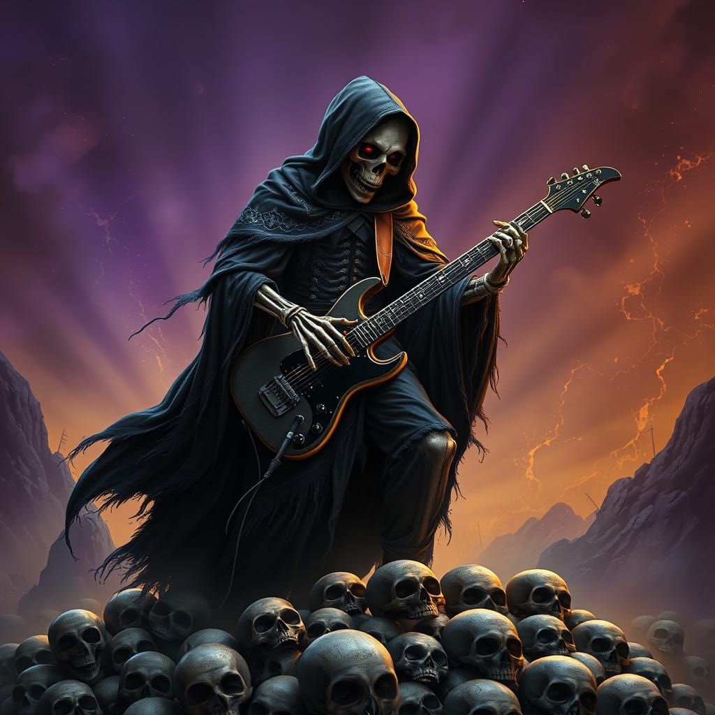 Dark Fantasy Rock Reaper in Majestic Splendor